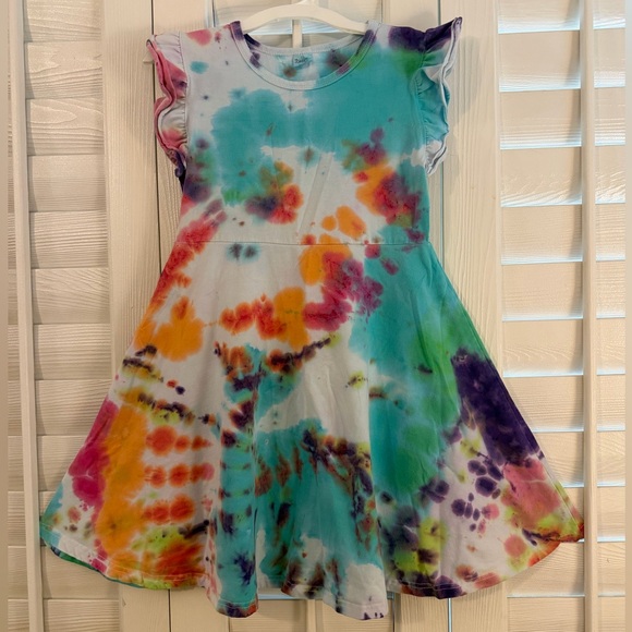 Handmade Other - Tie-Dye Girls Dress - Ruffle Sleeves & Full Skirt, EUC. Size 12. Hand Tie-Dyed!